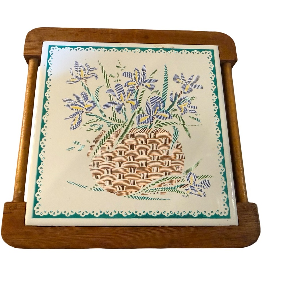 Vintage Orient Ceramic Trivet Hot Plate Wall Plaque